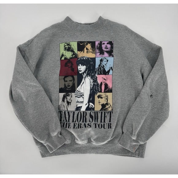 Taylor Swift Tops - Taylor Swift The Eras Tour Heather Gray Crewneck Sweatshirt Size XS Flaws